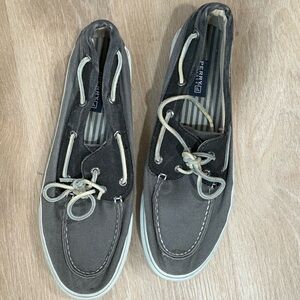 Sperry Gray Boat Shoes Slip-On Canvas